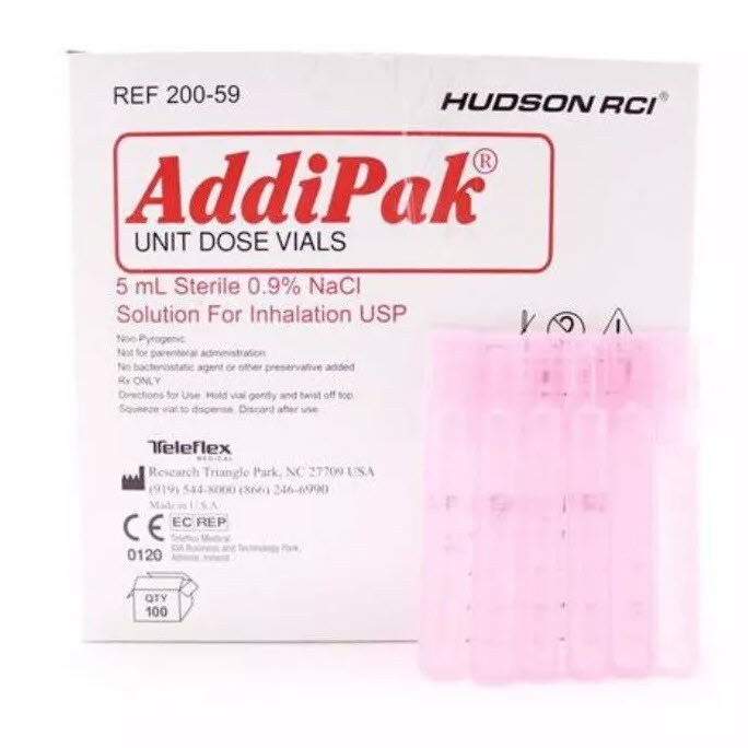 Addipak Saline Sodium Solution Unit Dose Vials (5ml) Red Box of 100